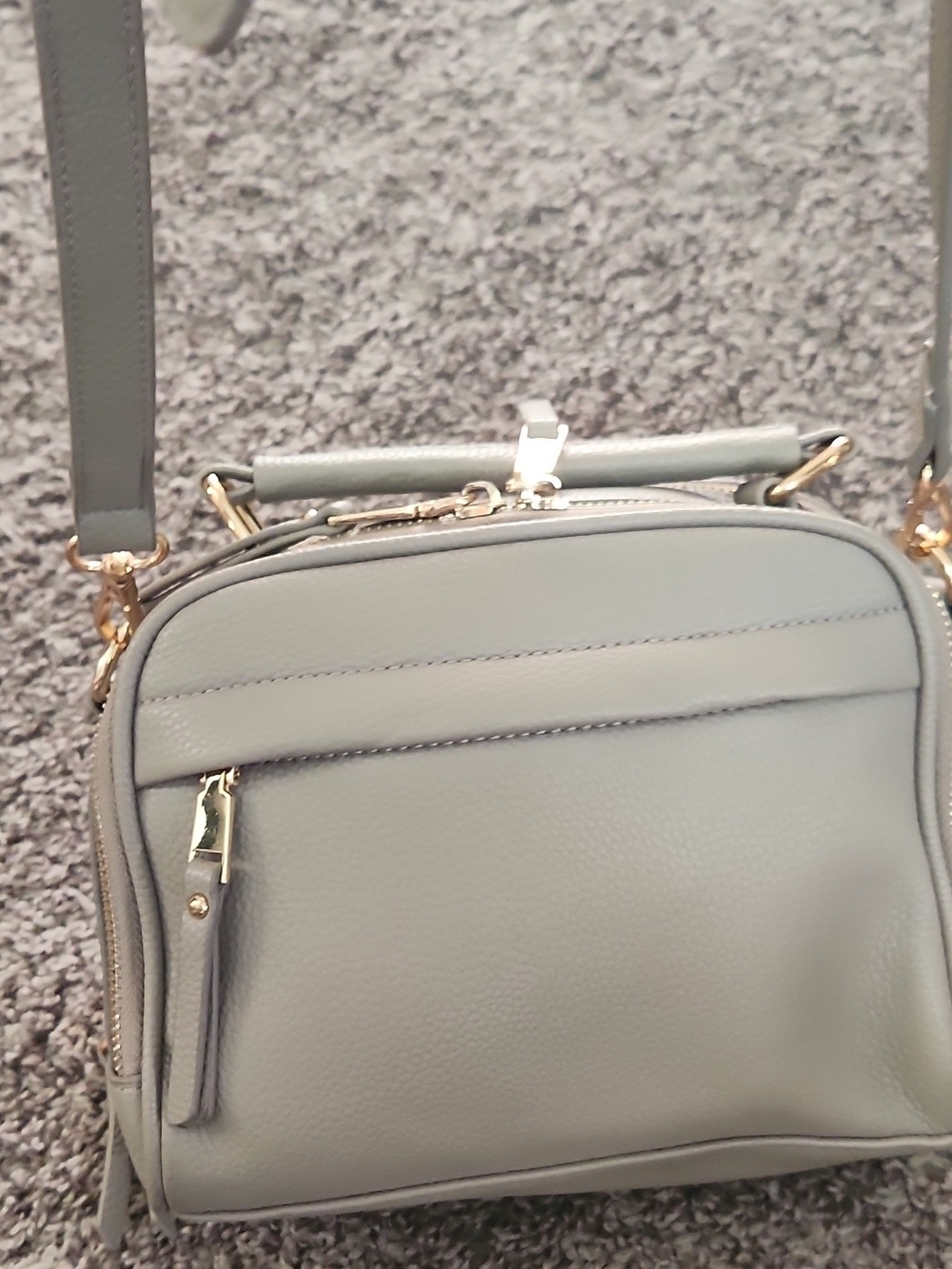Madison West Gray Crossbody Bag with Gold Hardware
